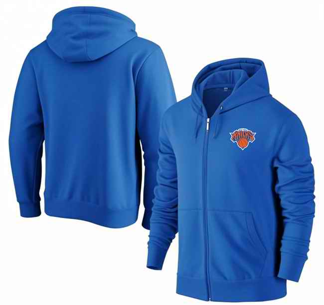 Men's New York Knicks Blue Primary Logo Full-Zip Hoodie