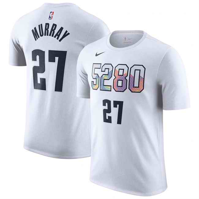 Men's Denver Nuggets #27 Jamal Murray White 2024/25 City Edition Name & Number T-Shirt