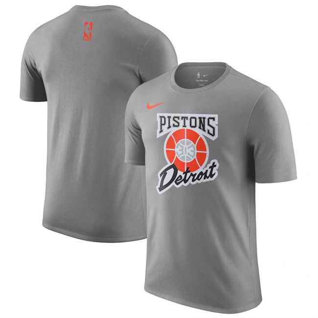 Men's Detroit Pistons Grey 2024/25 City Edition Essential Logo T-Shirt