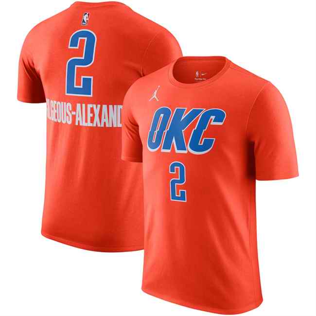 Men's Oklahoma City Thunder #2 Shai Gilgeous-Alexander Orange Statement Edition Name & Number T-Shirt