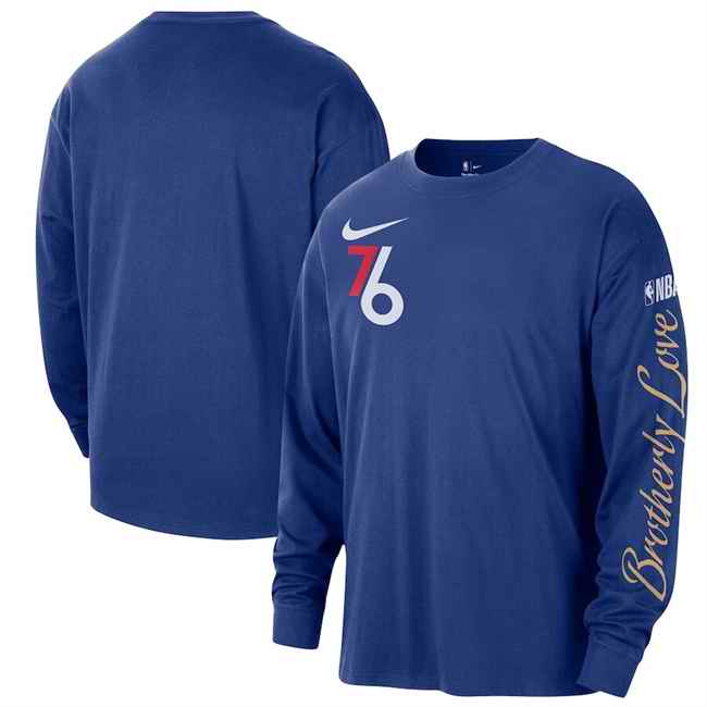 Men's Philadelphia 76ers Royal 2022/23 City Edition Essential Logo Long Sleeve T-Shirt