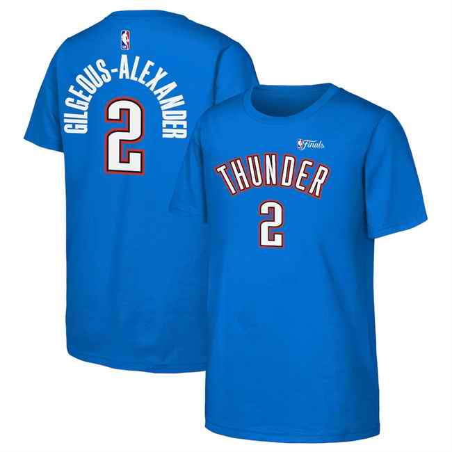 Men's Oklahoma City Thunder #2 Shai Gilgeous-Alexander Blue Icon Name & Number T-Shirt