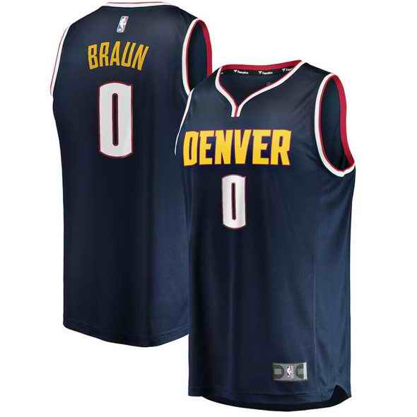 Men's Denver Nuggets #0 Christian Braun 2022 Navy Icon Edition Stitched Basketball Jersey