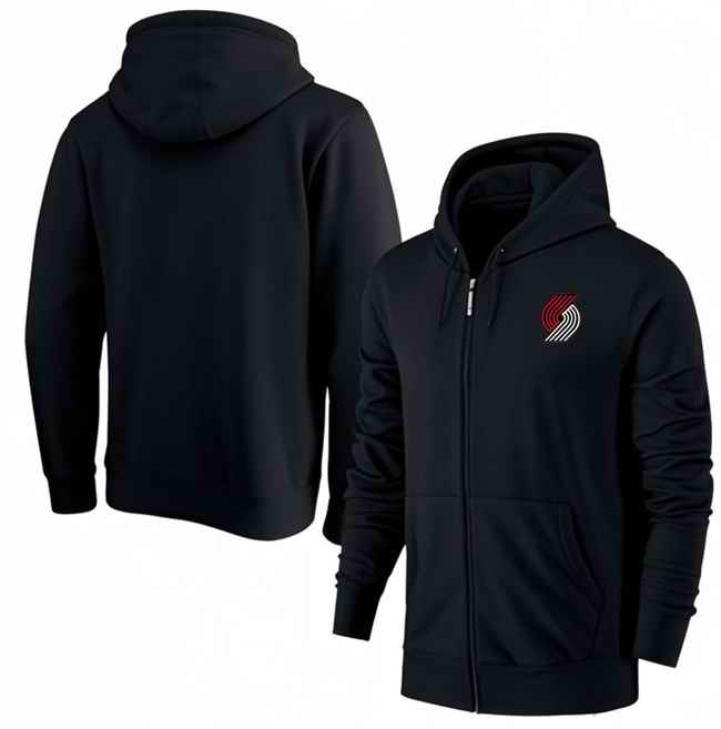 Men's Portland Trail Blazers Black Primary Logo Full-Zip Hoodie