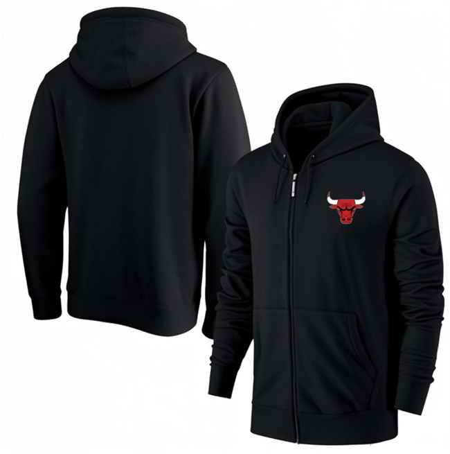 Men's Chicago Bulls Black Primary Logo Full-Zip Hoodie