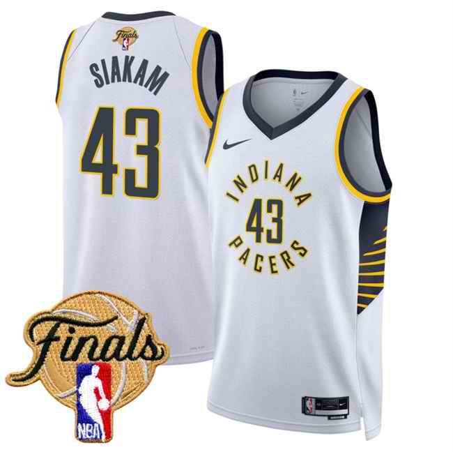 Men's Indiana Pacers #43 Pascal Siakam White 2025 Finals Association Edition Stitched Basketball Jersey