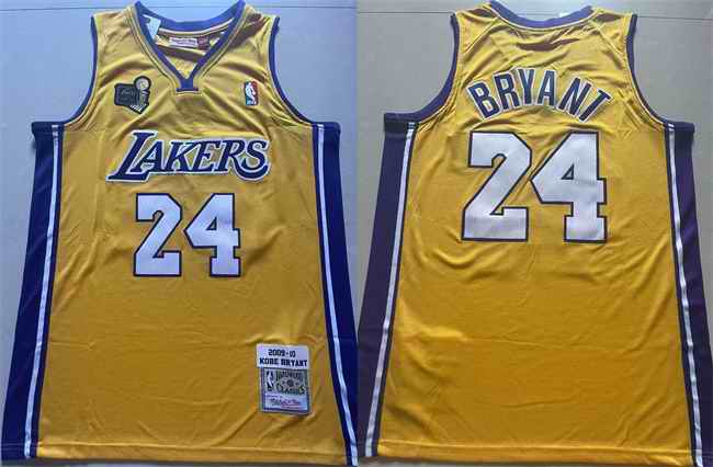 Men's Los Angeles Lakers #24 Kobe Bryant Yellow 2009-10 Stitched Basketball Jersey