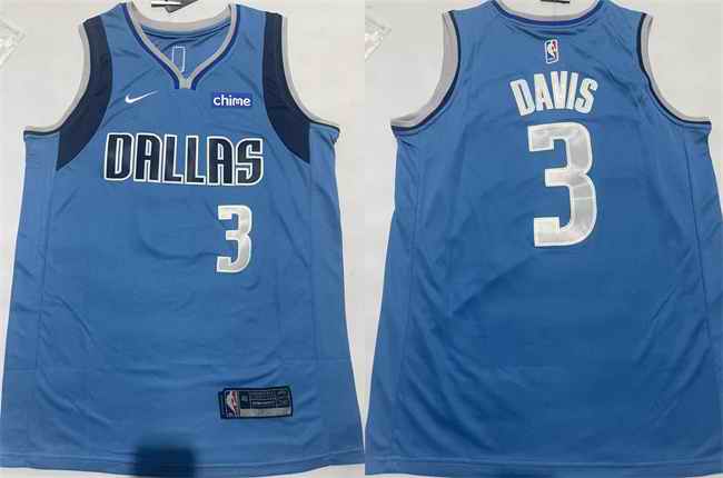 Men's Dallas Mavericks #3 Anthony Davis Blue 2025 Icon Edition Stitched Basketball Jersey