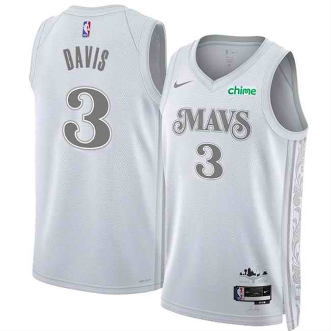Men's Dallas Mavericks #3 Anthony Davis White 2024/25 City Edition Stitched Basketball Jersey