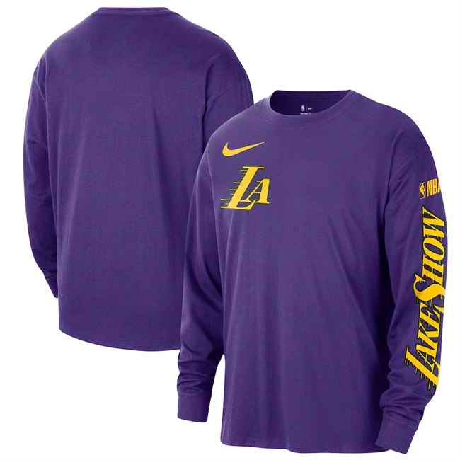 Men's Los Angeles Lakers Purple 2024/25 City Edition Courtside Max90 Heavyweight Long Sleeve T-Shirt