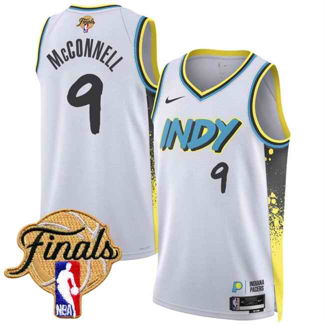 Men's Indiana Pacers #9 T.J. McConnell White 2024/25 City Edition  Stitched Basketball Jersey