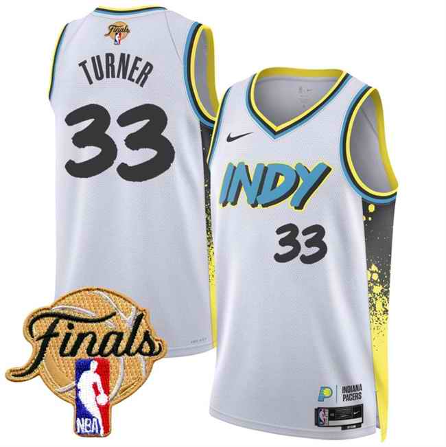 Men's Indiana Pacers #33 Myles Turner White 2024/25 City Edition  Stitched Basketball Jersey