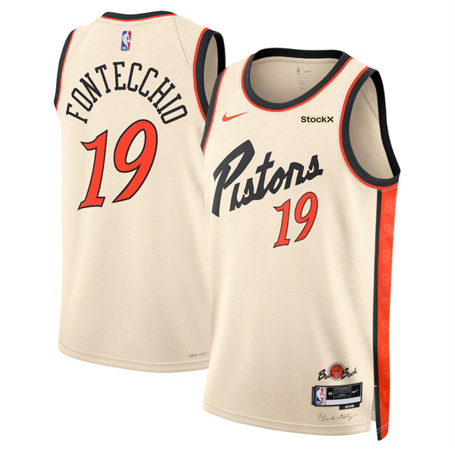 Men's Detroit Pistons #19 Simone Fontecchio Cream 2024/25 City Edition Stitched Basketball Jersey