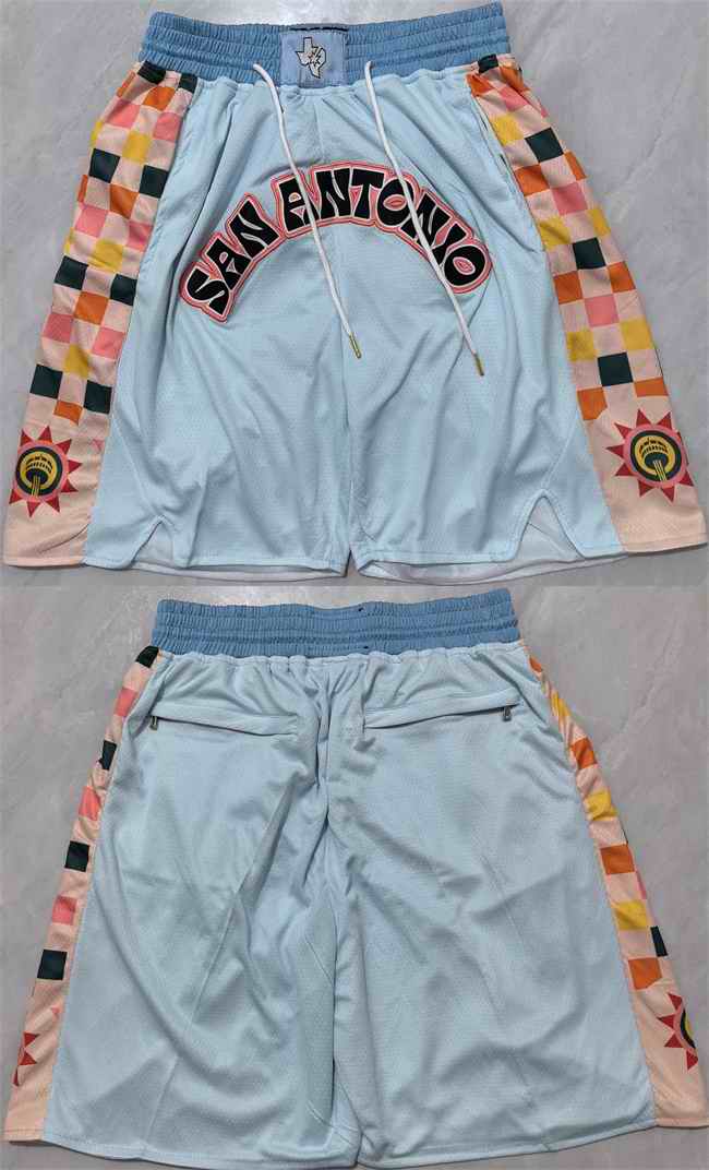 Men's San Antonio Spurs Light Blue City Edition Shorts (Run Small)