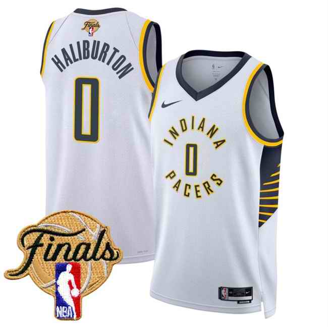 Men's Indiana Pacers #0 Tyrese Haliburton White 2025 Finals Association Edition Stitched Basketball Jersey