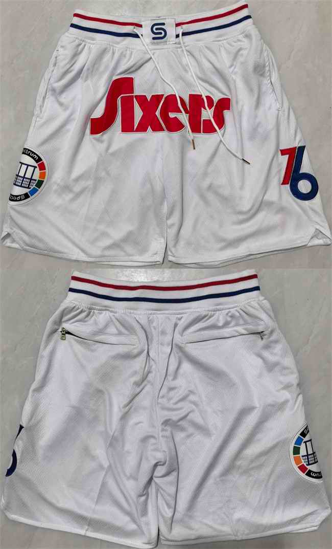 Men's Philadelphia 76ers White Shorts (Run Small)