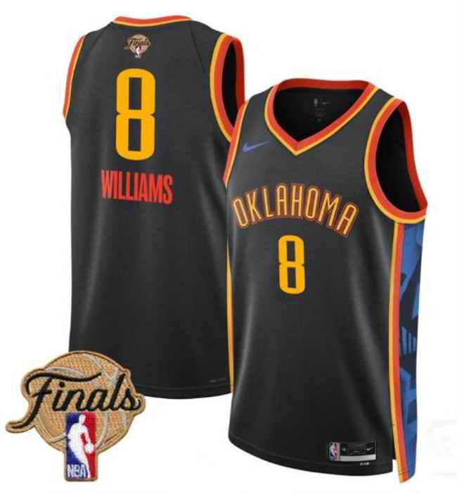 Men's Oklahoma City Thunder #8 Jalen Williams Black 2025 Finals City Edition Stitched Basketball Jersey