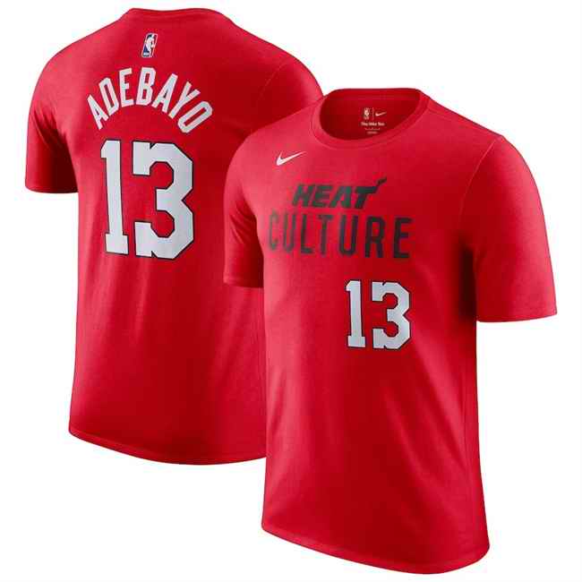 Men's Miami Heat #13 Bam Adebayo Red 2024/25 City Edition Name & Number T-Shirt