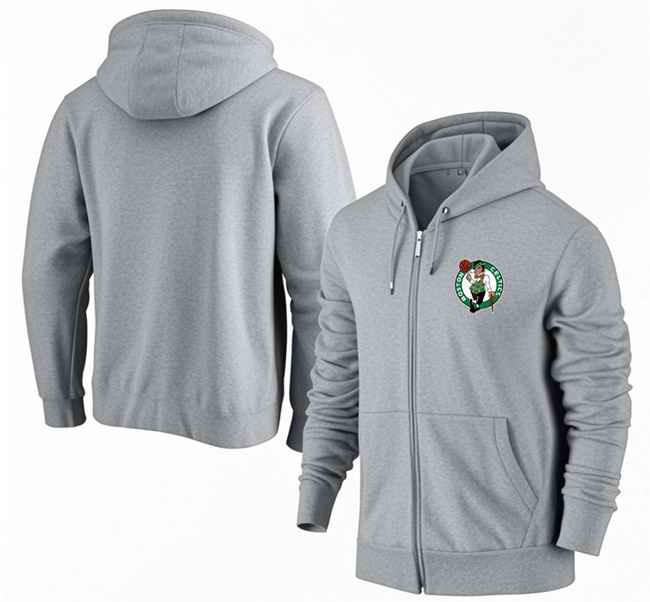 Men's Boston Celtics Gray Primary Logo Full-Zip Hoodie