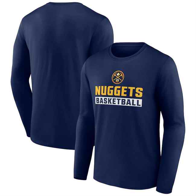 Men's Denver Nuggets Navy Let's Go Long Sleeve T-Shirt