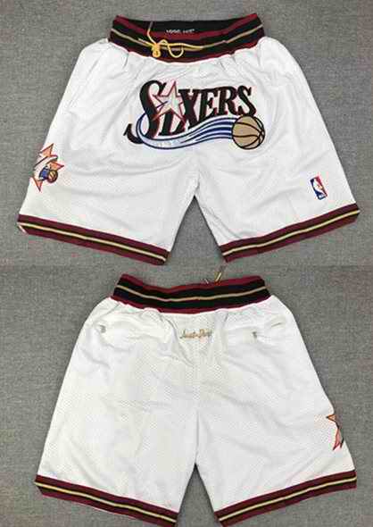 Men's Philadelphia 76ers White Shorts (Run Small)