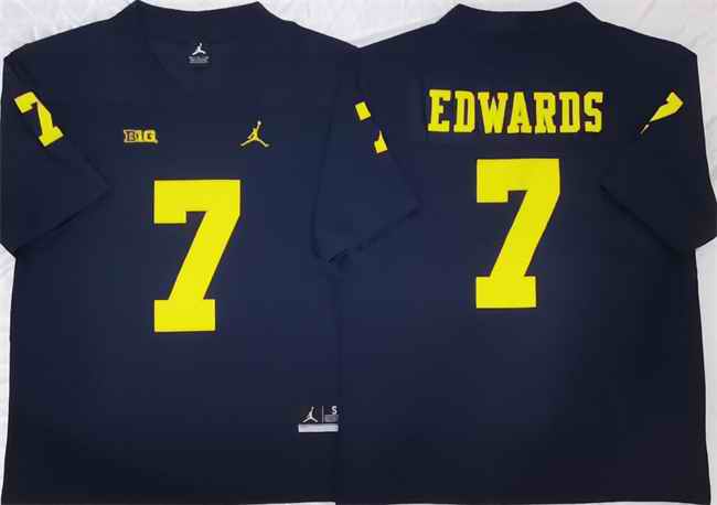 Men's Michigan Wolverines #7 Donovan Edwards Navy  Stitched Jersey