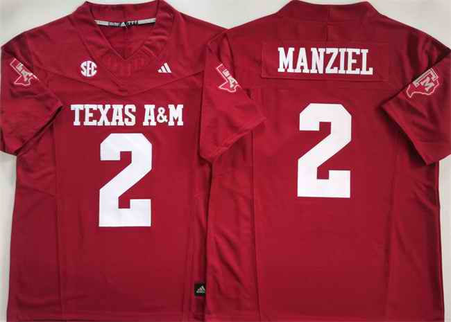 Men's Texas A&M Aggies Lions #2 Johnny Manziel Red 2025 F.U.S.E. Stitched Jersey
