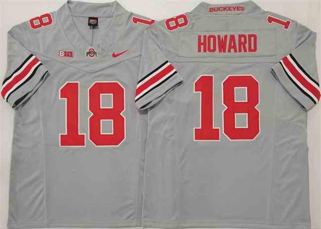Men's Ohio State Buckeyes #18 Will Howard Grey 2025 F.U.S.E. Limited Stitched Jersey