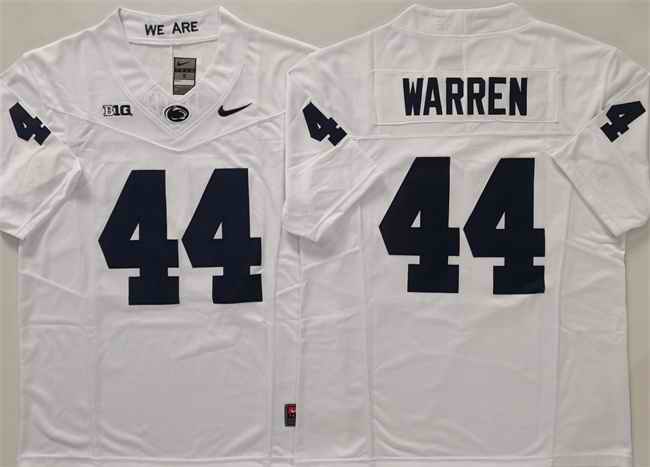 Men's Penn State Nittany Lions #44 Davis Warren White 2024 F.U.S.E. No Name Stitched Jersey