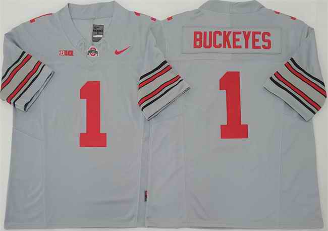 Men's Ohio State Buckeyes #1 Buckeyes Grey 2025 F.U.S.E. Limited Stitched Jersey