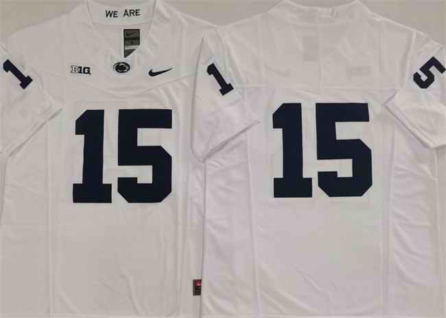 Men's Penn State Nittany Lions #15 Drew Allar White 2024 F.U.S.E. No Name Stitched Jersey