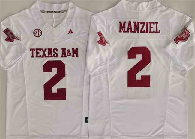 Men's Texas A&M Aggies Lions #2 Johnny Manziel White 2025 F.U.S.E. Stitched Jersey