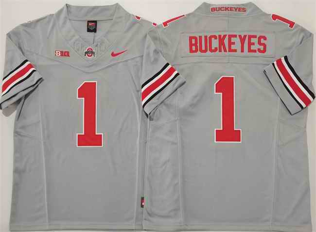 Men's Ohio State Buckeyes #1 Buckeyes Grey 2025 F.U.S.E. Limited Stitched Jersey