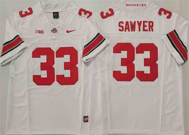 Men's Ohio State Buckeyes #33 Jack Sawyer White 2025 F.U.S.E. Limited Stitched Jersey