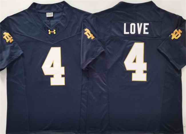 Men's Notre Dame Fighting Irish #4 Jeremiyah Love Navy 2024 F.U.S.E. Limited Stitched Jersey