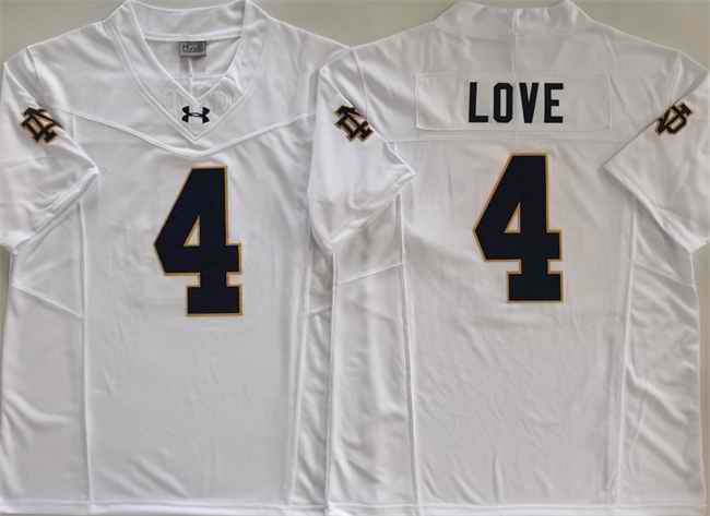 Men's Notre Dame Fighting Irish #4 Jeremiyah Love White 2024 F.U.S.E. Limited Stitched Jersey