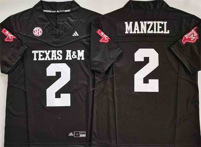 Men's Texas A&M Aggies Lions #2 Johnny Manziel Black 2025 F.U.S.E. Stitched Jersey