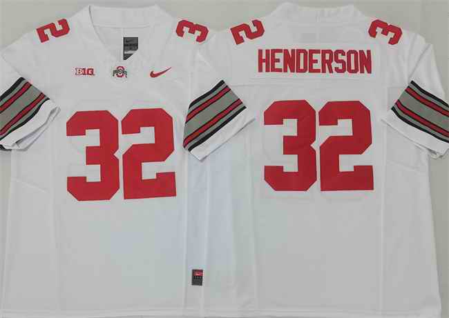 Men's Ohio State Buckeyes #32 TreVeyon Henderson White 2025 F.U.S.E. Limited Stitched Jersey