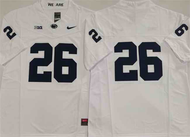 Men's Penn State Nittany Lions #26 Saquon Barkley White 2024 F.U.S.E. No Name Stitched Jersey
