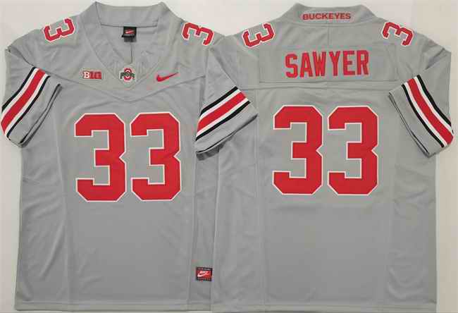 Men's Ohio State Buckeyes #33 Jack Sawyer Grey 2025 F.U.S.E. Limited Stitched Jersey
