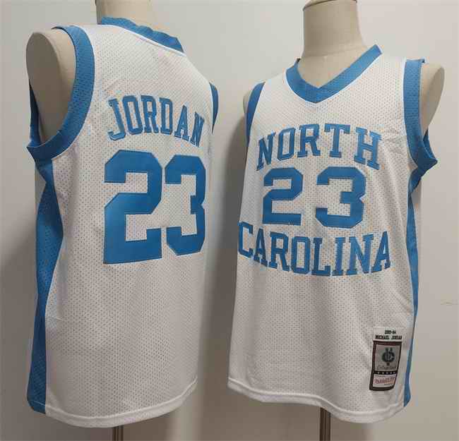 Men's North Carolina Tar Heels #23 Michael Jordan White Throwback Stitched Jersey