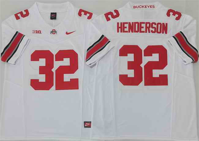 Men's Ohio State Buckeyes #32 TreVeyon Henderson White 2025 F.U.S.E. Limited Stitched Jersey