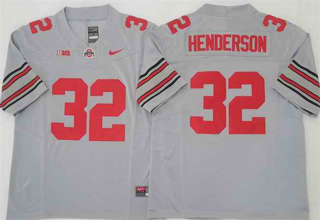 Men's Ohio State Buckeyes #32 TreVeyon Henderson Grey 2025 F.U.S.E. Limited Stitched Jersey