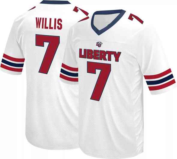 Men's Liberty Flames #7 Malik Willis White Stitched Football Jersey