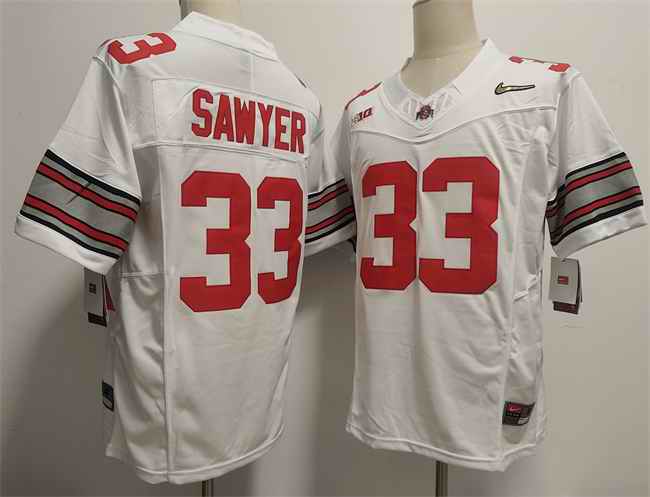 Men's Ohio State Buckeyes #33 Jack Sawyer White F.U.S.E. Limited Stitched Jersey