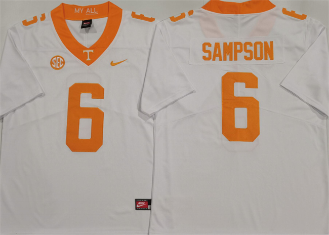 Men's Tennessee Volunteers #6 Dylan Sampson White  Stitched Jersey