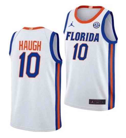 Men's Florida Gators #10 Thomas Haugh White Stitched Basketball Jersey