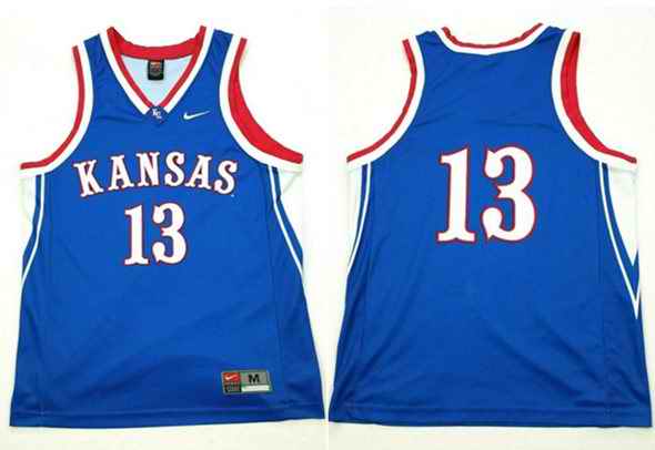 Men's Kansas Jayhawks #13 Jeff Boschee Blue Stitched Basketball Jersey
