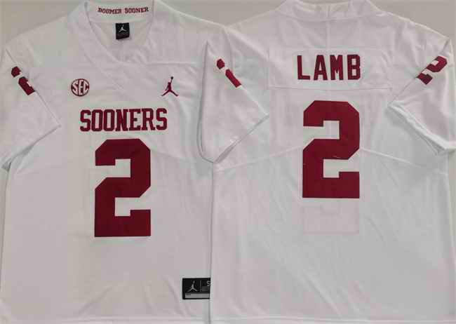 Men's Oklahoma Sooners #2 CeeDee Lamb White Stitched Jersey