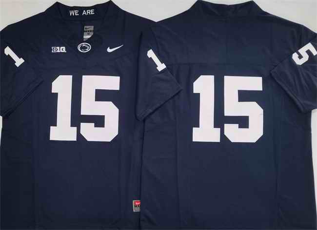 Men's Penn State Nittany Lions #15 Drew Allar Navy 2024 F.U.S.E. No Name Stitched Jersey